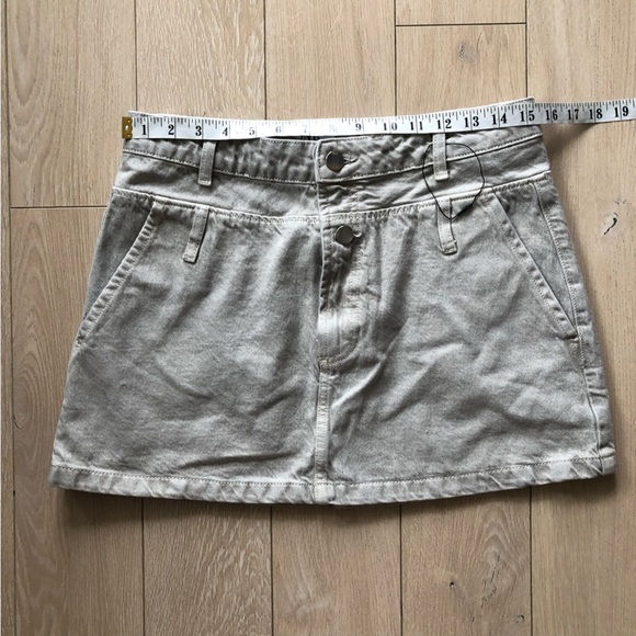 NWOT Zara Gray Denim Mini Skirt Double Waisted Size Medium Cowgirl - Picture 2 of 10
